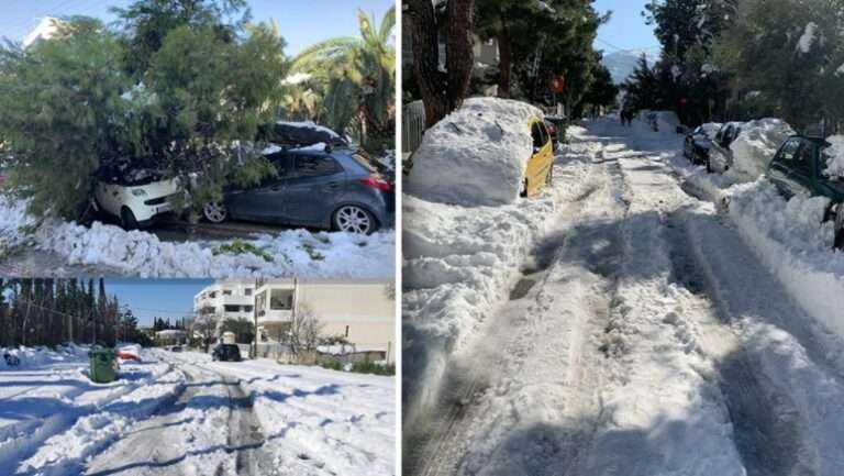 Χάος σε πολλούς δήμους της Αττικής -Δρόμοι παγοδρόμια, στα «κάγκελα» οι πολίτες