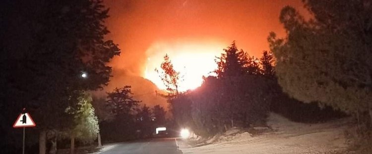 Μεγάλη πυρκαγιά στη Μονή Αγίου Νεοφύτου στην Τάλα-Στη μάχη δύο εναέρια μέσα