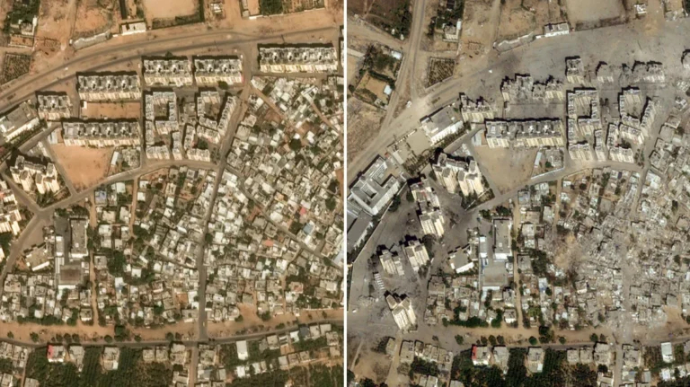 Δορυφορικές εικόνες πριν και μετά τους βομβαρδισμούς στη Λωρίδα της Γάζας